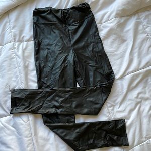 Black faux leather leggings xs forever 21